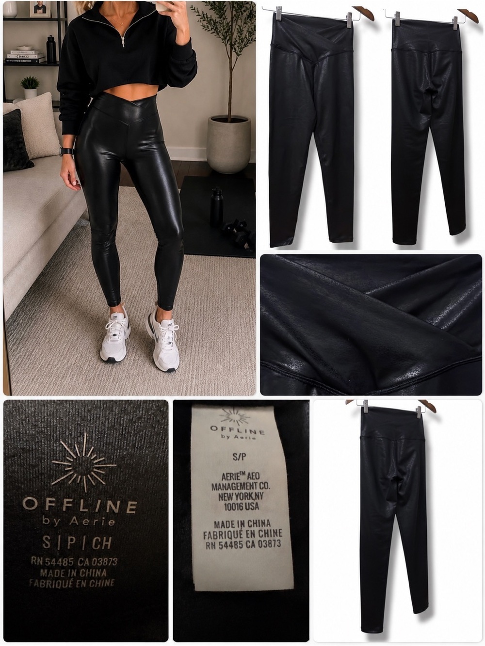 Offline by Aerie | EUC Black Faux Leather High-Rise Leggings (size S)